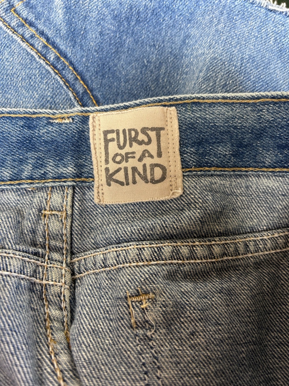 Furst Of A Kind Levi's Denim Reworked Mini Skirt Raw Hem Front Zippers - Picture 4 of 5
